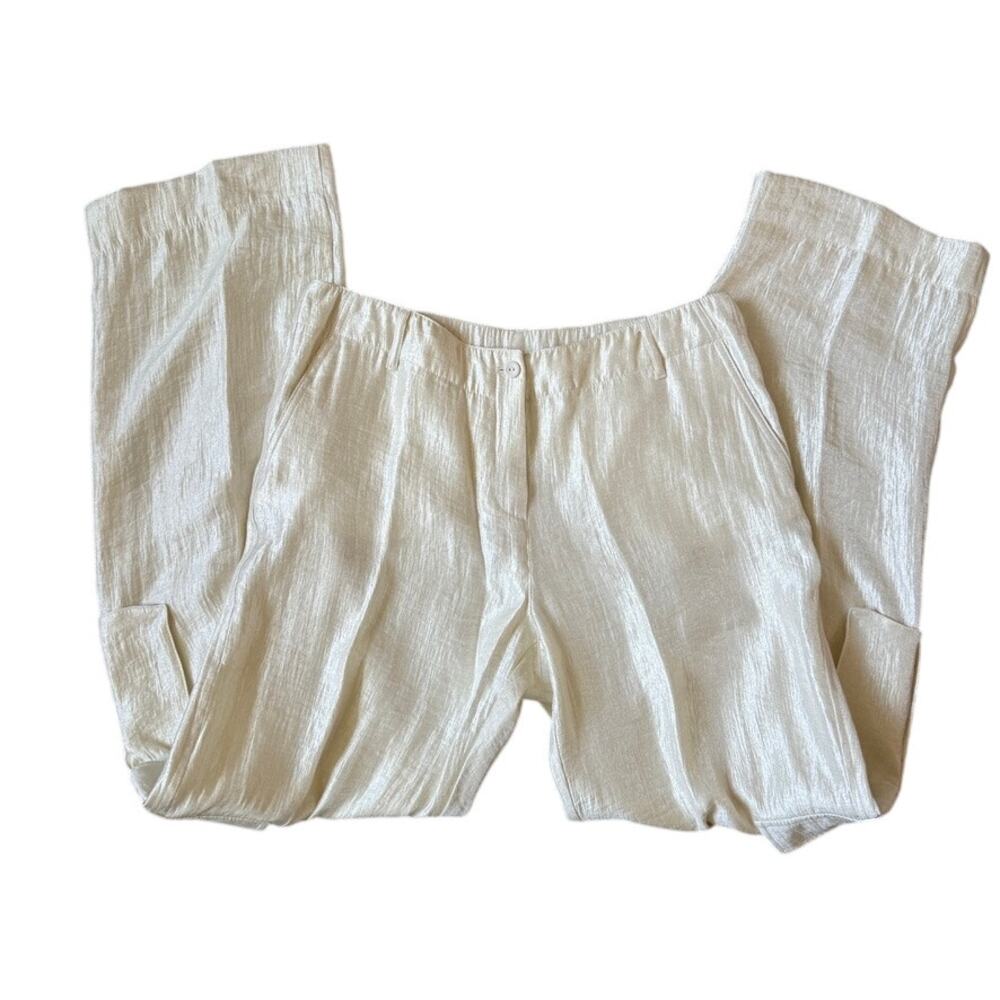 Peace of Cloth Panticular White Silky Cargo Pants Size 10 Dressy Midsize